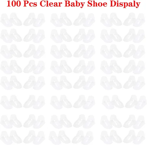 Vista 3 de 100 piezas de plástico transparente para pies de bebé, botines de bebé, calcetines de ganchillo, escaparate, zapatos para niños pequeños, soportes