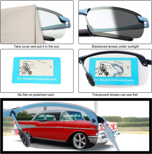 Vista 4 de YIMI Gafas de sol fotocrómicas polarizadas para hombres y mujeres deportes al aire libre conducción antirreflejos UV400 protección z87 gafas
