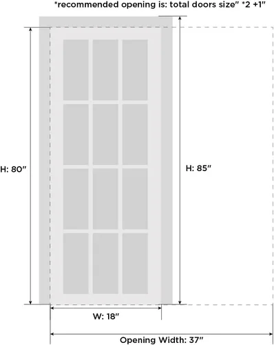 Vista 4 de SARTODOORS Puerta de bolsillo de 3 paneles de 18 x 80 pulgadas con marcos, color blanco mate Lucía 31, kit de accesorios de riel