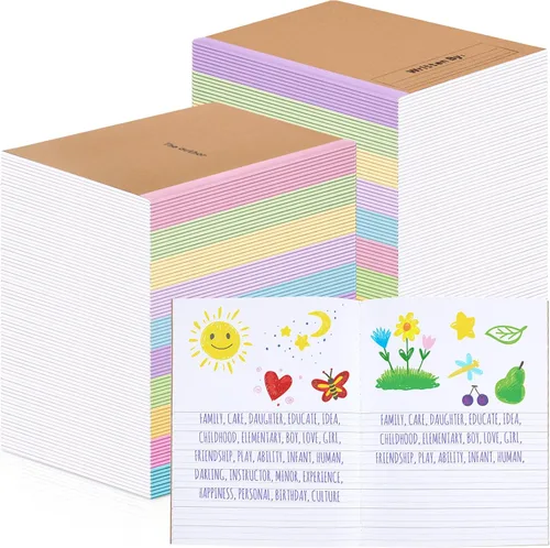 Vista 14 de Henoyso Paquete de 5 cuadernos de composición primaria, 9-3/4 x 7-1/2 pulgadas, diario primario para niños, cuaderno de escritura K-2 para niños