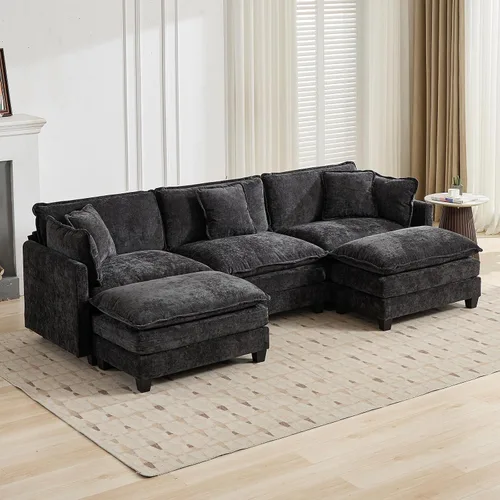 Vista 18 de Sofá modular de felpilla de 2 plazas para sala de estar, sofá modular de chenilla, sofá biplaza modular de 2 plazas para apartamento, juego de sofás