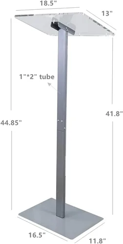 Vista 5 de FixtureDisplays® Podio acrílico para piso, poste de aluminio y base - transparente y plata 119741