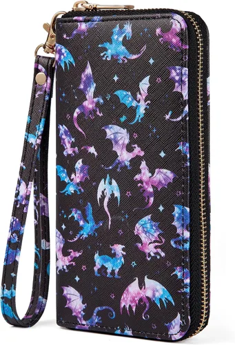 Vista 11 de Billetera con estampado de vaca, regalos de vaca para mujer, monedero delgado para tarjetas de crédito, Abeja, Cartera larga delgada
