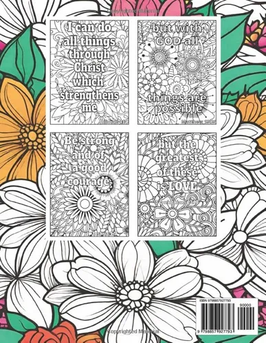 Vista 2 de Inspirational Bible Quotes Coloring Book 40 empowering bible verses for all, Adult and teen Coloring book with Uplifting Quotes