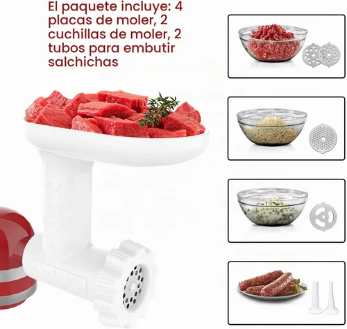 Vista 5 de KITCHTREE Accesorio para picadora de carne para batidoras de pie KitchenAid, incluye accesorio para molinillo de alimentos y accesorio de relleno