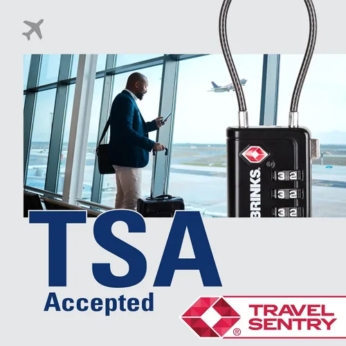 Vista 8 de Brinks TSA - Cerradura indicadora aceptada para equipaje, color negro, combinación reajustable, grillete largo de 2.5 pulgadas, llave TSA008 más