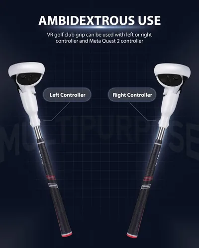 Vista 3 de Amavasion VR Golf Club Handle Accessories Compatible with Meta Oculus Quest 2 Enhance Immersive VR Game Experience (Blackred)