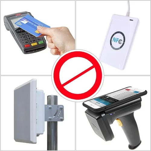 Vista 6 de Manyi 5 tarjetas de bloqueo RFID, protección para toda la cartera y protector de bolso, bloqueador protector de tarjetas de crédito NFC sin Negro