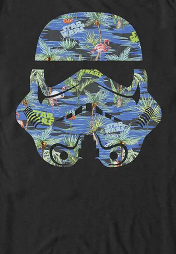 Vista 3 de Star Wars Camiseta estampada con casco Hula para hombre, Negro