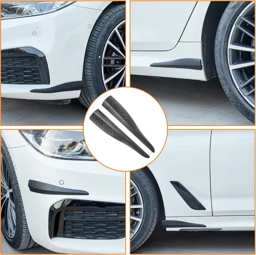 Vista 6 de TOMALL 2 calcomanías universales de fibra de carbono Protecor para esquinas de automóvil para parachoques delantero y trasero, protector