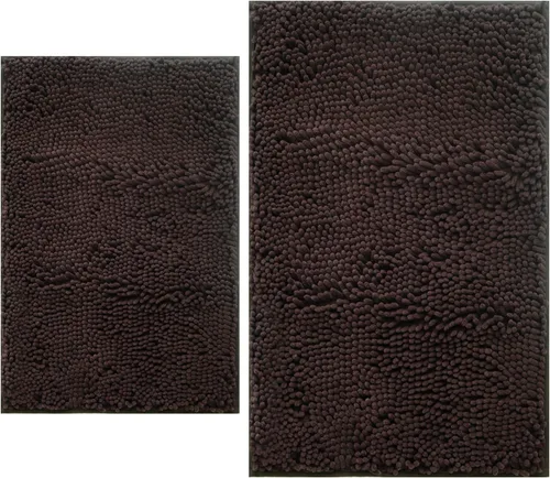 Vista 30 de Juegos de alfombras de baño de 2 piezas, alfombra de baño de felpilla extra suave ultra absorbente, alfombra de baño con base antideslizante de PVC