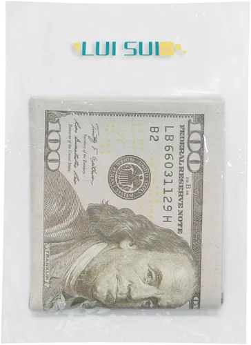 Vista 7 de Billetera de piel con diseño de billete de dólar con bolsillos plegables portatarjeta de crédito portafotos de LUI SUI 100 dorado 4331224119
