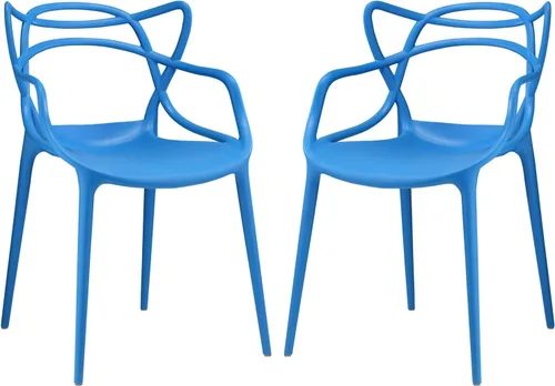 Vista 11 de Modway Enredado moderno moldeado plástico dos sillas de comedor en verde