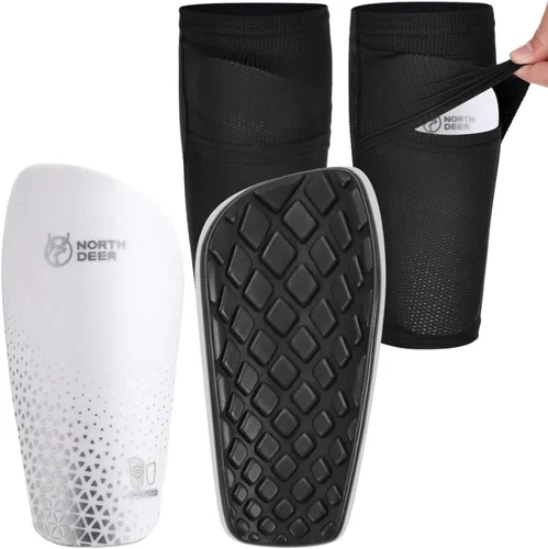 Vista 7 de Northdeer - Espinilleras de fútbol para niños y adultos. Mangas con bolsillo de inserción optimizado - Protección de fútbol para niños, niñas