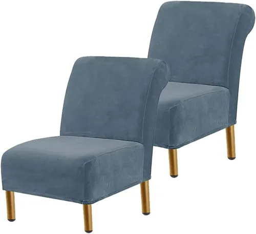 Vista 13 de Funda para silla decorativa sin brazos, de terciopelo elástico, extraíble, lavable, protector moderno de muebles con parte inferior elástica