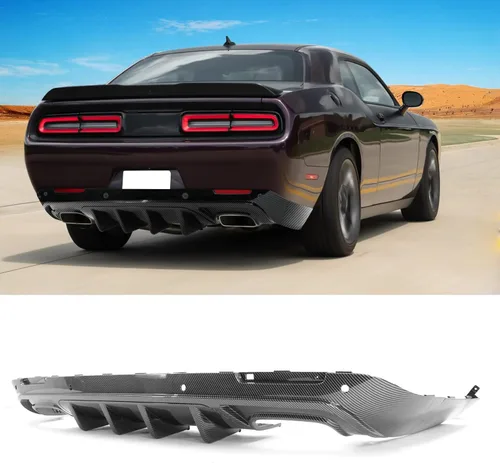 Vista 24 de FREEMOTOR802 Difusor Trasero Compatible con Dodge Challenger 2015-2023, Impresión de Fibra de Carbono PP Moldura de Parachoques Trasero Labio