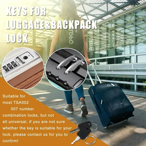 Vista 5 de TSA Key 002 007 - Maleta universal con llave de bloqueo con 2 anillos para combinaciones de contraseñas olvidadas de cerraduras de equipaje