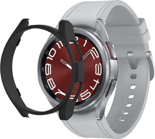 Vista 3 de Compatible con Samsung Galaxy Watch 6 Classic 1.772 pulgadas (1.850 in), carcasa rígida de policarbonato resistente a los impactos, a prueba de Negro