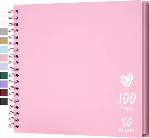 Vista 29 de Álbum de recortes de 7 x 7 pulgadas, álbum de recortes DIY de tapa dura de papel kraft, álbumes de fotos, 40 páginas, perfecto para fotos de 4 x 6