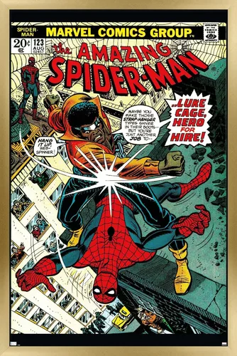 Vista 15 de Trends International Marvel Comics Amazing Spider-Man #123 - Póster de pared, 22.4 pulgadas de largo x 14.7 pulgadas, versión enmarcada en madera