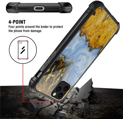 Vista 4 de Funda compatible con iPhone 13, fundas para mujeres y niñas, diseño de lujo, diseño de mármol natural de madera 004