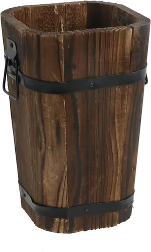 Vista 9 de MY MIRONEY - Juego de 3 macetas ovaladas de madera, tamaño pequeño, mediano y grande Cubo de madera de estilo vintage Jardín rústico maceta