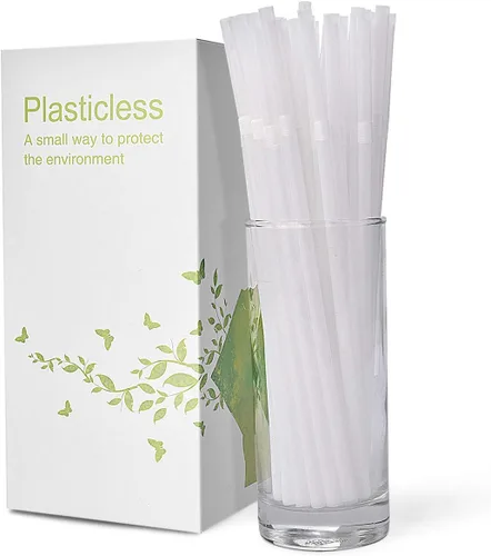 Vista 5 de 100 Unidades Pajitas PLA Compostables 100% a Base de Plantas - Pajitas Flexibles Biodegradables Sin Plástico para Beber - Una Fantástica Alternativa