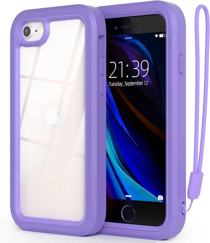 Vista 8 de WXR Funda para iPhone SE 2022/2020, iPhone 8/7/6S/6, parachoques de silicona suave y parte trasera e interior de policarbonato duro transparente