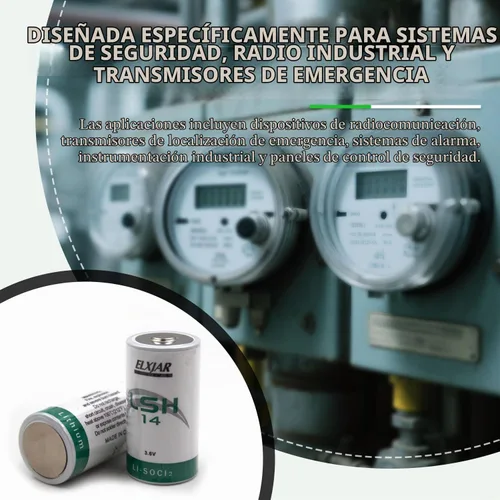 Vista 5 de Paquete de 2 baterías de repuesto de cloruro de tionilo de litio de tamaño C LSH14 de 3.6V 6.5Ah para uso industrial no recargable para sistemas