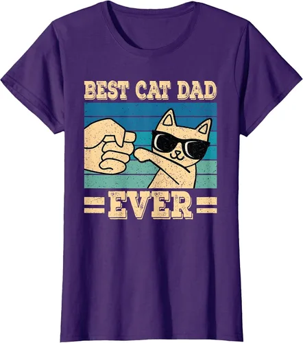 Vista 39 de Best Cat Dad Ever Vintage Funny Cat Lover Retro Men T-Shirt Asphalt Grey