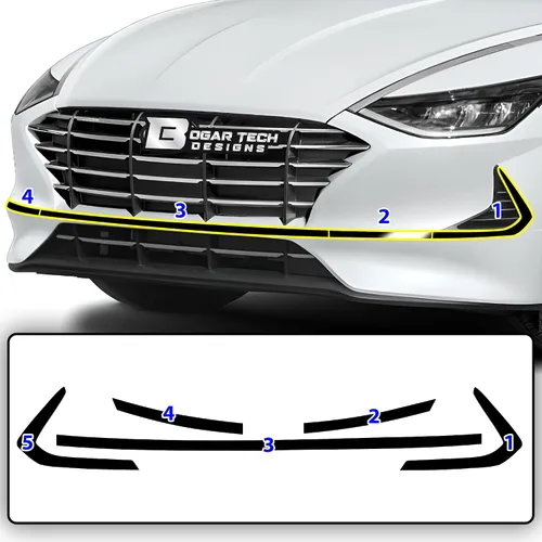 Vista 7 de BOGAR TECH DESIGNS Superposición de eliminación de cromo frontal central compatible con Hyundai Sonata 2020-2023, negro brillante