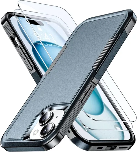 Vista 13 de Funda a prueba de golpes para iPhone 15, [Protección contra caídas de grado militar de 15 pies], con 2X [Protector de pantalla de vidrio templado]