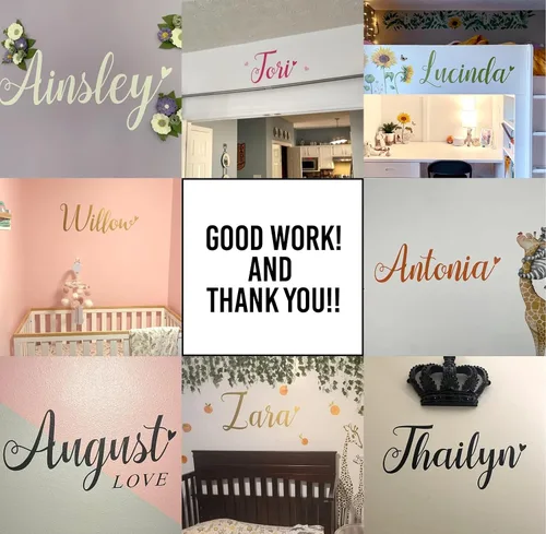 Vista 8 de Calcomanía de pared con nombre para niñas/adhesivo con nombre personalizado/calcomanía de pared personalizada/calcomanía con nombre de bebé