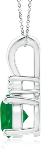 Vista 2 de Angara Collar con colgante solitario de esmeralda natural para mujeres, niñas en oro macizo de 14 quilates, platino y plata de ley, piedra natal