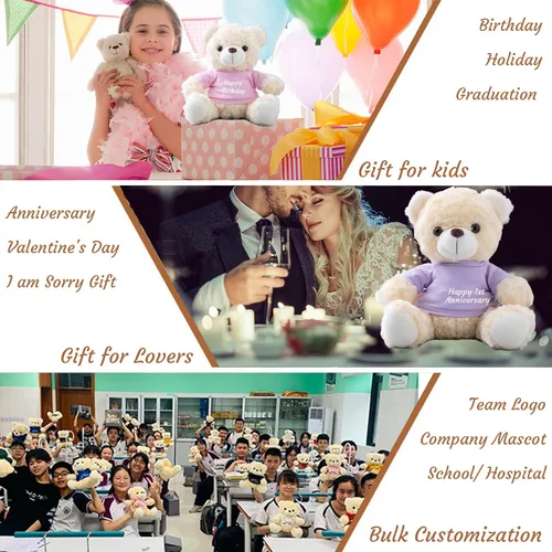 Vista 6 de Oso de peluche blanco personalizado, oso de peluche personalizado con texto personalizado + imagen como regalo personalizado para ellaél en el día