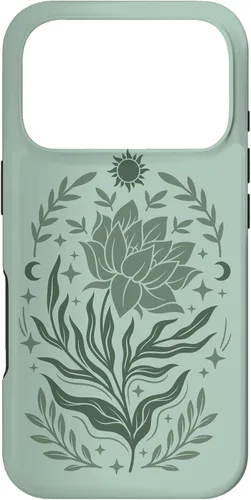 Vista 30 de Sage & Green Flowers Sun Crescent Moon Boho Floral Celestial Case for iPhone 16