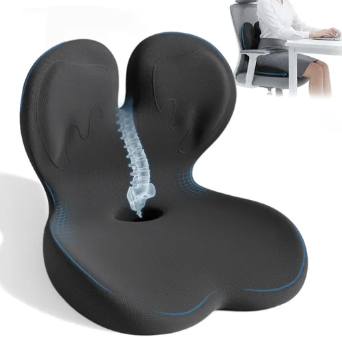 Vista 10 de Cojín de asiento de espuma viscoelástica, cojines ortopédicos ergonómicos para coxis, ciática y alivio de la presión de la espalda, diseño