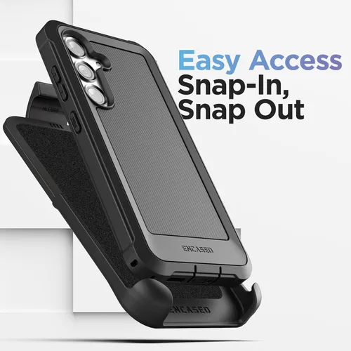 Vista 2 de Falcon Series ENCASED Belt - Funda protectora para Samsung Galaxy S24, con protector de pantalla de vidrio templado y clip de funda (negro)