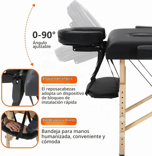 Vista 3 de PayLessHere Cama de Masaje Portátil Mesa de Masaje de 24 pulgadas de Ancho Cama de Pestañas 2 Plegable Altura Ajustable Mesa de Spa con Bolsa No