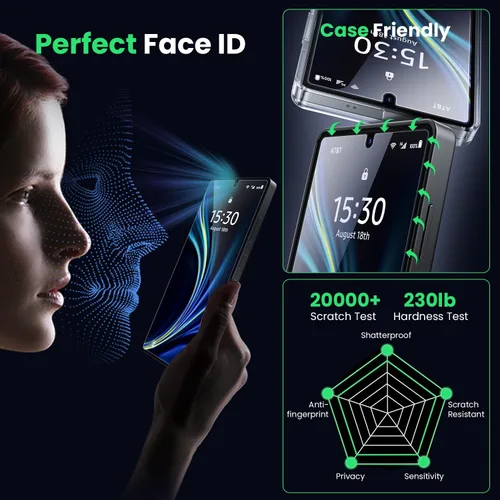 Vista 5 de WSKEN Protector de pantalla para Samsung Galaxy S25 Ultra - [Soporte de desbloqueo de huellas dactilares] Compatible con fundas, eliminación