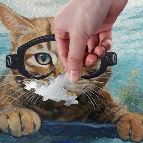 Vista 4 de Cat Fish Jigsaw Puzzles 500 Pieces for Adults with Mesh Storage Bag 2011279