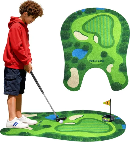 Vista 2 de PITCOTT Juego de golf de inodoro, mini golf que se puede jugar en el baño, maravilloso tiempo para el baño, regalos de broma, divertido regalo
