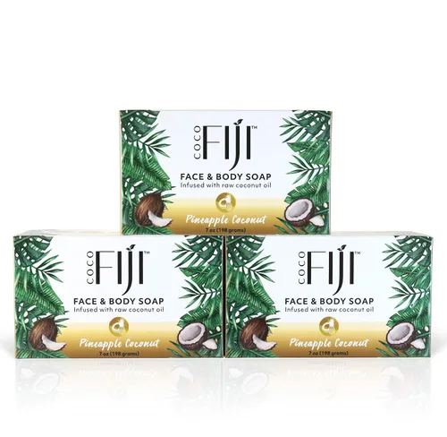 Vista 16 de Barra de jabón Coco Fiji para cara y cuerpo infundida con aceite de coco orgánico, Awapuhi Seaberry, aceite esencial, jabón natural para hidratar