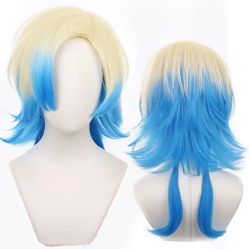 Vista 16 de Pelucas de anime verde oscuro para hombre, peluca corta y recta con flequillo para mujer, peluca COS para Halloween, Navidad, cómic, transmisión