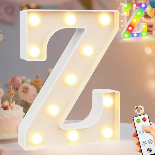 Vista 7 de Pooqla Letras con luces LED de marquesina, letras decorativas iluminadas en blanco cálido y blanco frío, letras del alfabeto iluminadas para niños