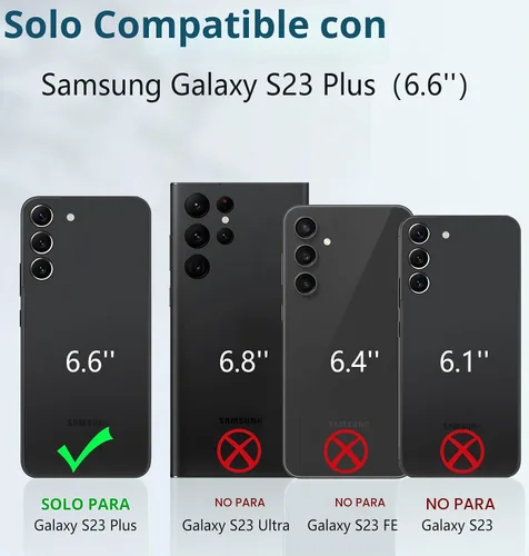 Vista 2 de Funda FNTCASE para Samsung-Galaxy S23+Plus, protector de pantalla incorporado negro Rugged Kickstand, 20FT Military-Grade Drop Protection, Matte