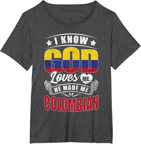 Vista 18 de Camiseta Colombia Flag God Loves Me Funny Colombians, Negro