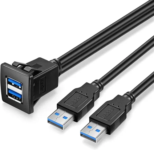 Vista 8 de 1M USB3.0 - Cable de panel de extensión USB 3.0 para automóvil, barco, motocicleta (3 pies)