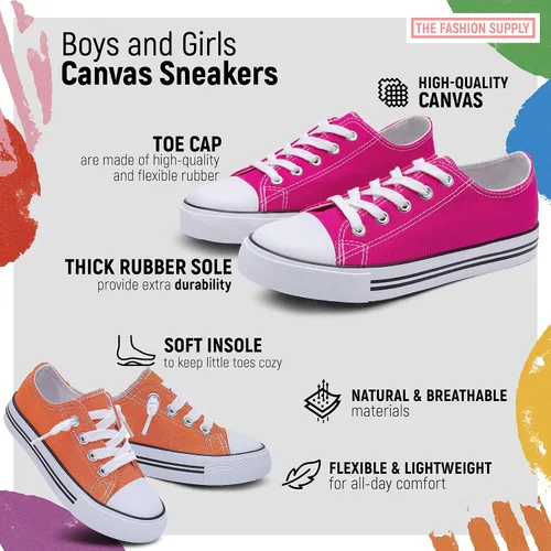 Vista 3 de The Fashion Supply Zapatos de lona para niños y niñas - Zapatos de lona transpirables para niños y niñas, tenis de lona para niños y niñas