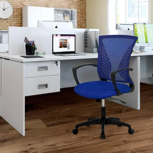 Vista 2 de Silla ergonómica de escritorio, silla de oficina, silla de computadora de malla, respaldo medio, giratoria, ajustable, con soporte lumbar